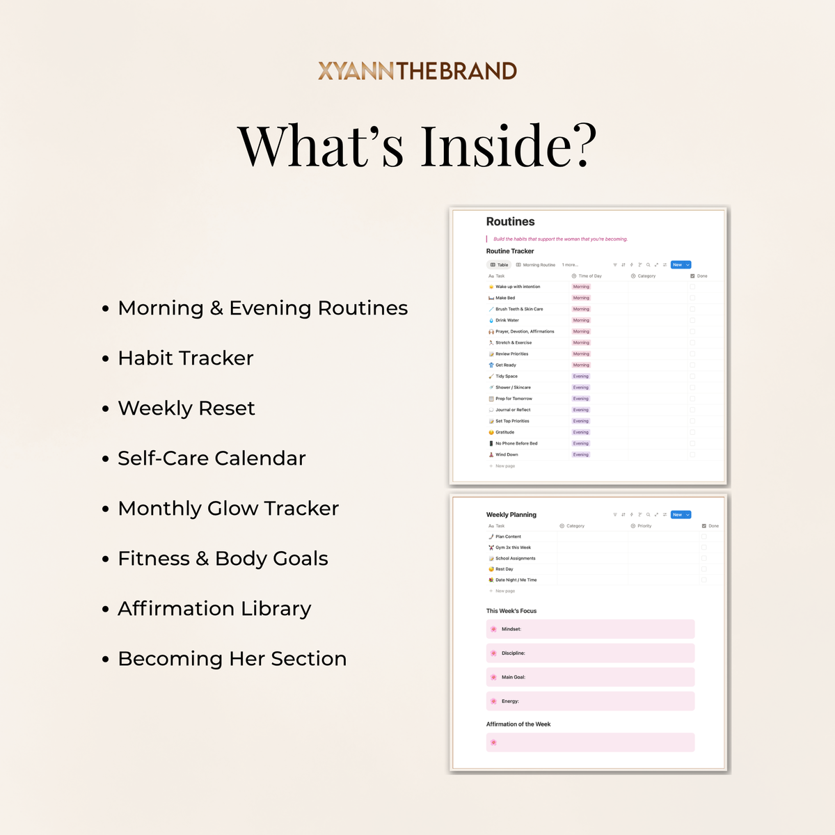 Digital Glow-Up Dashboard | Notion Template for Confidence, Habits & Lifestyle Reset